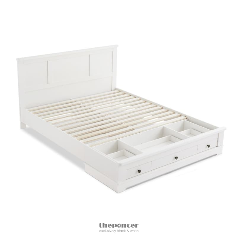 MARGAUX WHITE COASTAL LIFESTYLE BEDFRAME WITH STORAGE