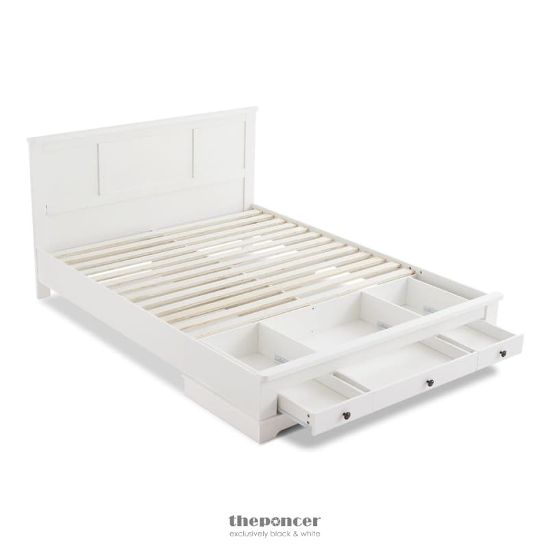 MARGAUX WHITE COASTAL LIFESTYLE BEDFRAME WITH STORAGE