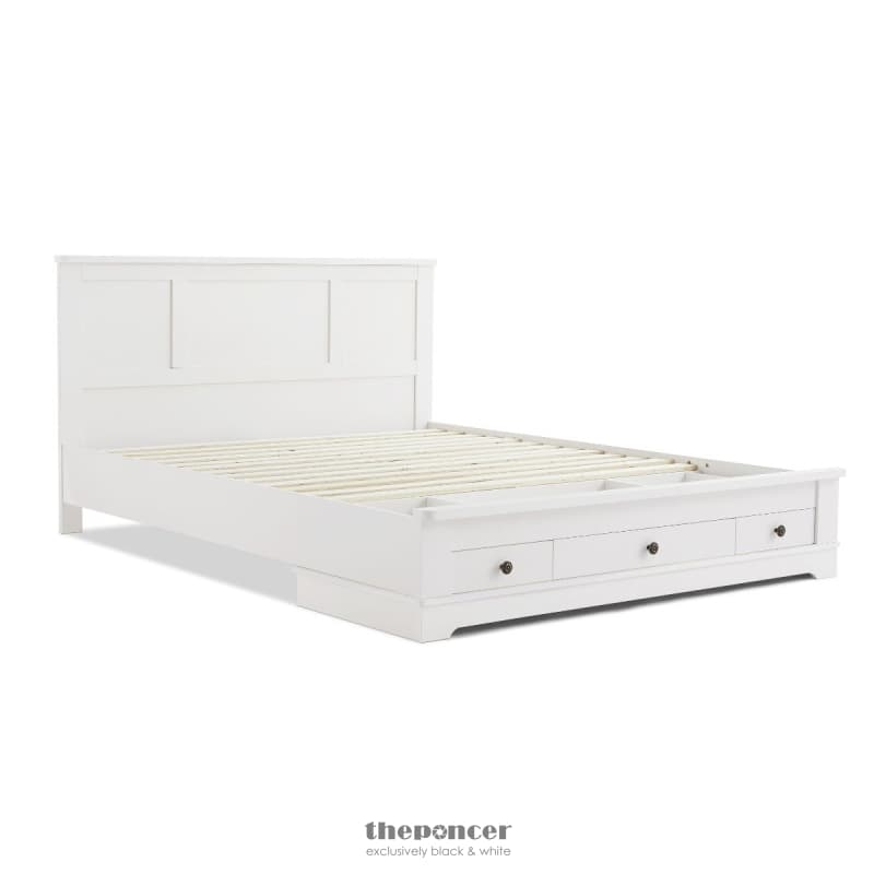 MARGAUX WHITE COASTAL LIFESTYLE BEDFRAME WITH STORAGE