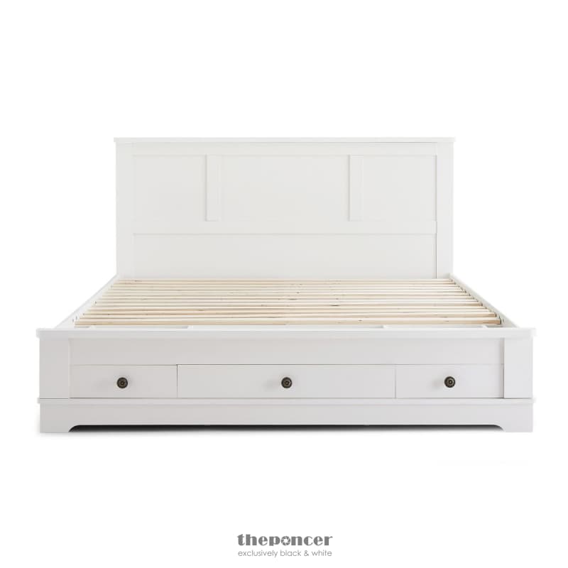 MARGAUX WHITE COASTAL LIFESTYLE BEDFRAME WITH STORAGE