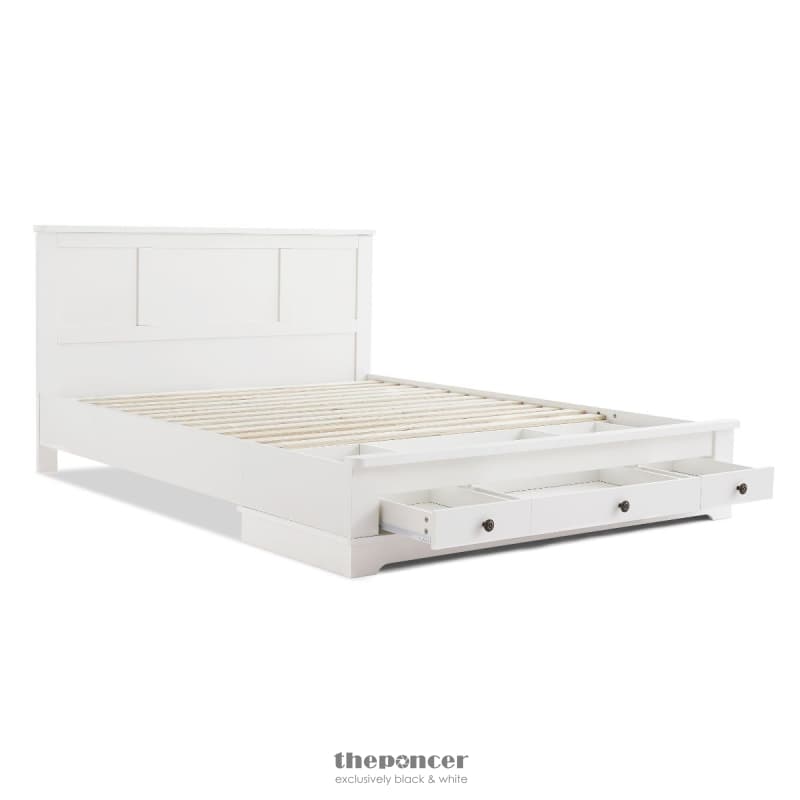 MARGAUX WHITE COASTAL LIFESTYLE BEDFRAME WITH STORAGE