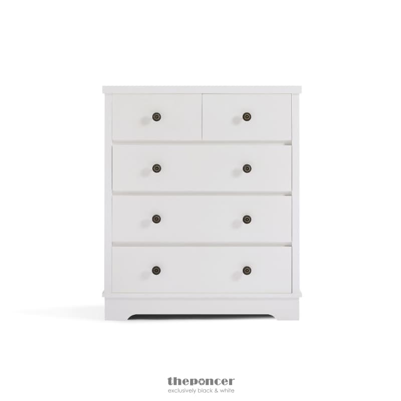 MARGAUX WHITE COASTAL STYLE CHEST OF DRAWERS TALLBOY