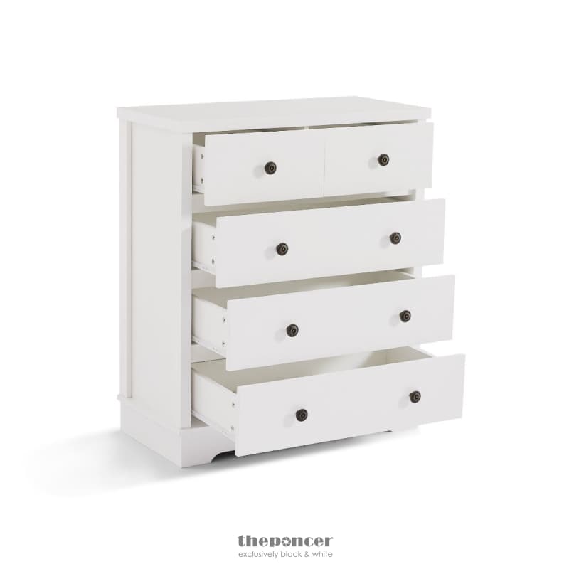 MARGAUX WHITE COASTAL STYLE CHEST OF DRAWERS TALLBOY