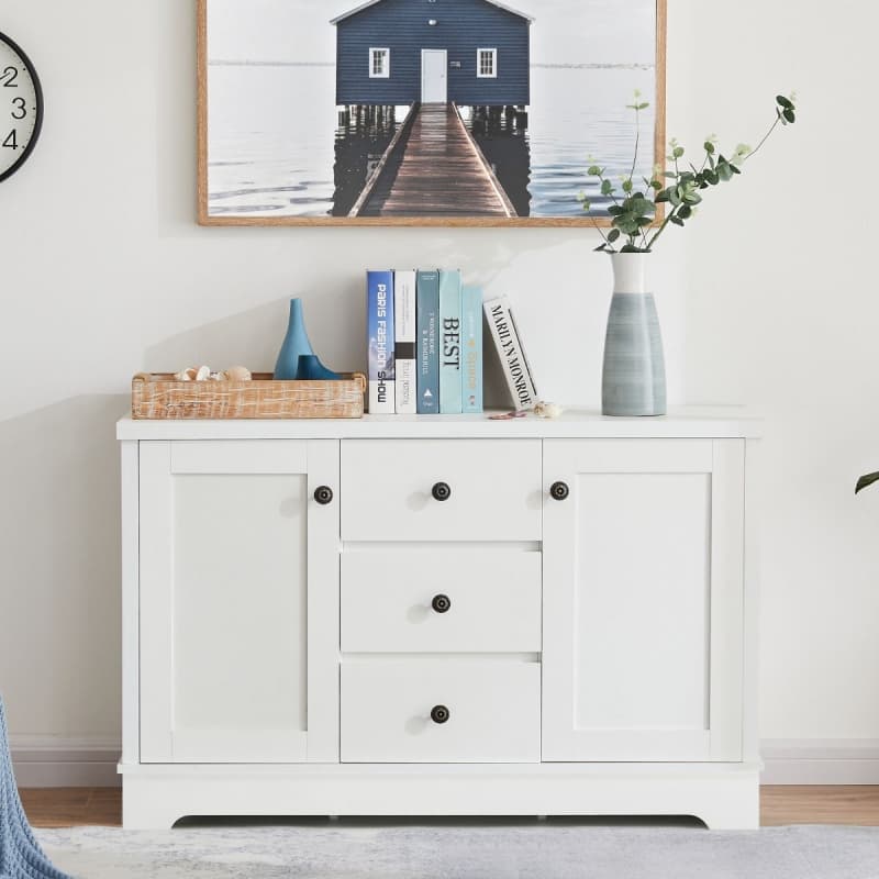 MARGAUX WHITE COASTAL STYLE SIDEBOARD BUFFET UNIT