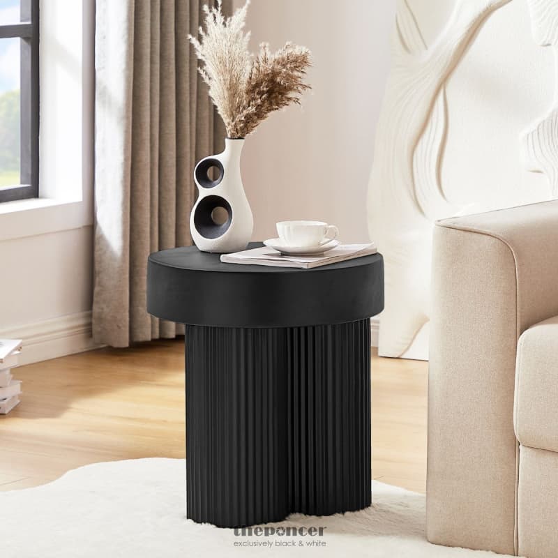 MAYA RIBBED BLACK SIDE TABLE