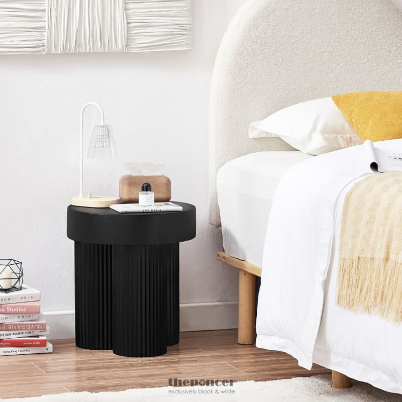 MAYA RIBBED BLACK SIDE TABLE
