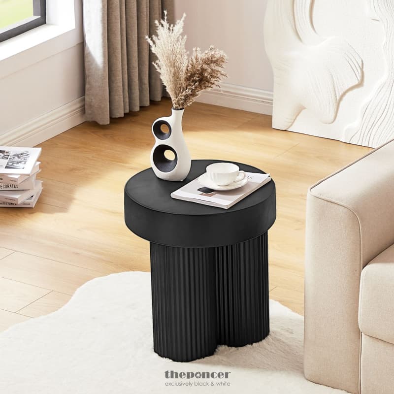 MAYA RIBBED BLACK SIDE TABLE