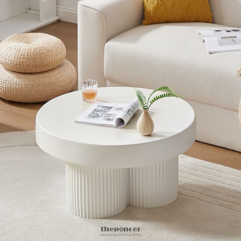 MAYA RIBBED WHITE COFFEE TABLE