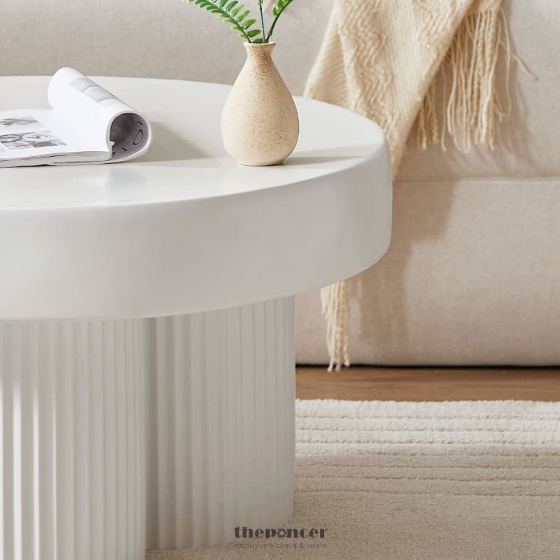 MAYA RIBBED WHITE COFFEE TABLE