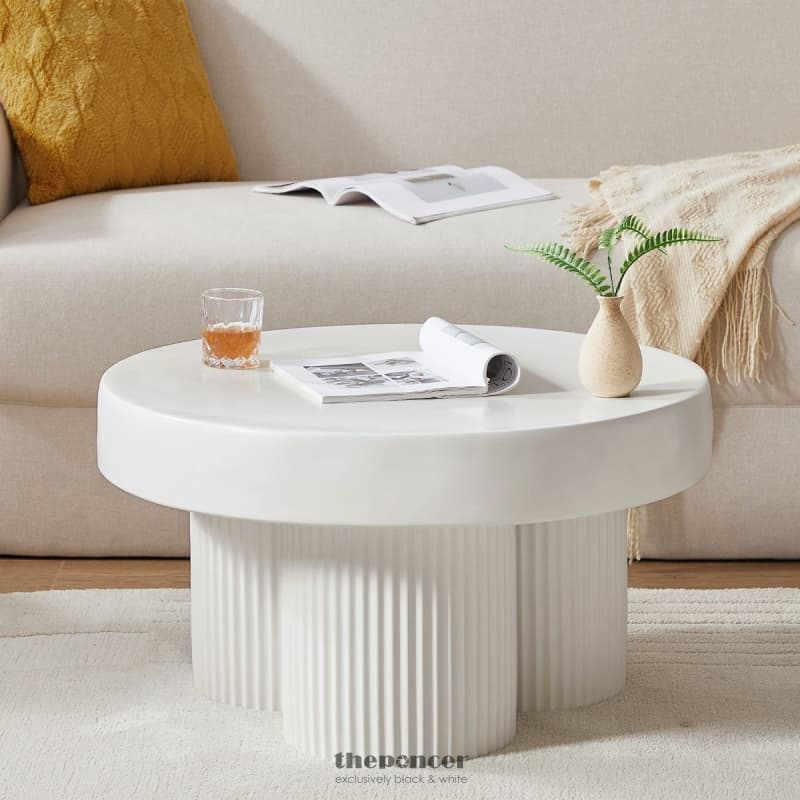 MAYA RIBBED WHITE COFFEE TABLE