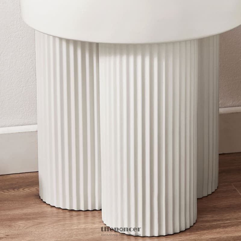 MAYA RIBBED WHITE SIDE TABLE