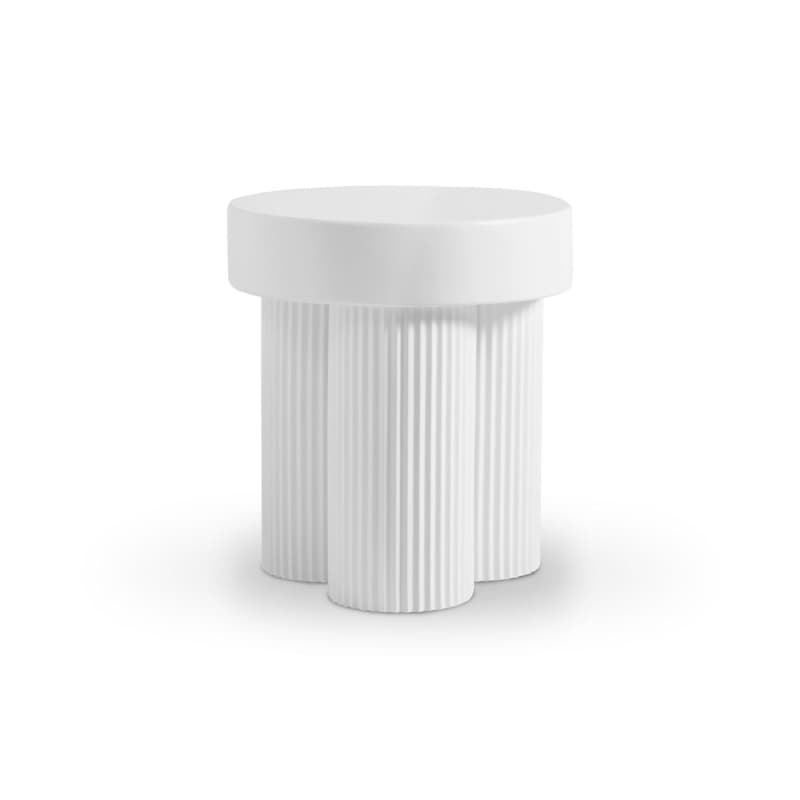 MAYA RIBBED WHITE SIDE TABLE