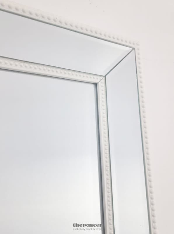 MEDIUM WHITE BEADED FRAMED MIRROR - 70CM X 170CM