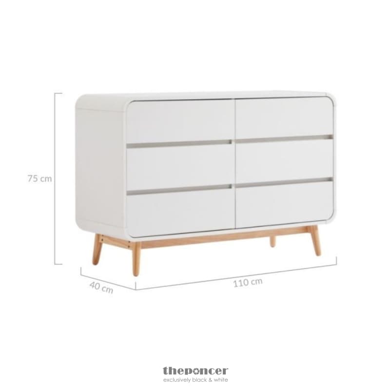 MERLIN WHITE MODERN RETRO CHEST OF DRAWERS CABINET AND OAK