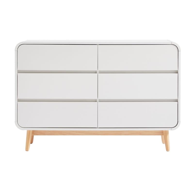 MERLIN WHITE MODERN RETRO CHEST OF DRAWERS CABINET AND OAK