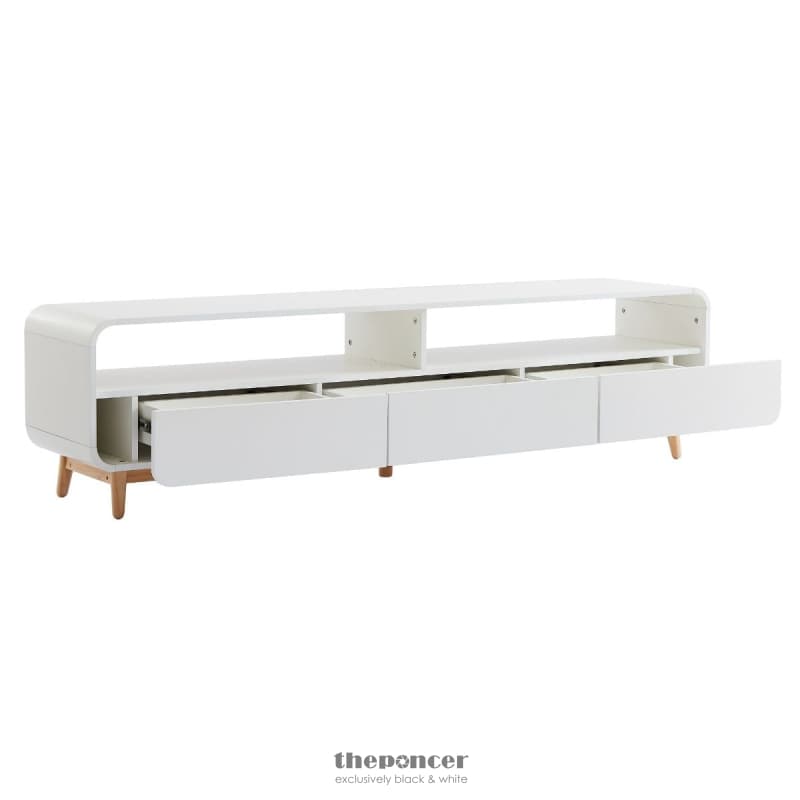 MERLIN WHITE MODERN RETRO TV UNIT 180CM