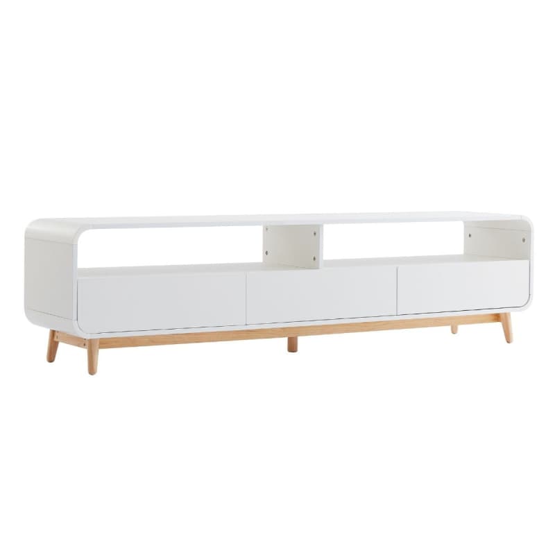 MERLIN WHITE MODERN RETRO TV UNIT 180CM