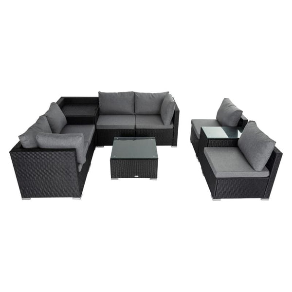 MODULAR OUTDOOR LOUNGE SET-9PCS SOFA ARMCHAIRS AND COFFEE