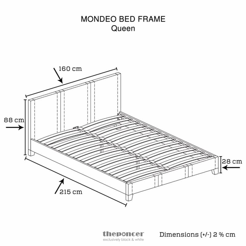 MONDEO PU LEATHER QUEEN BLACK BED