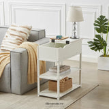 MULTI - TIER BEDSIDE TABLE WITH POWERBOARD WHITE