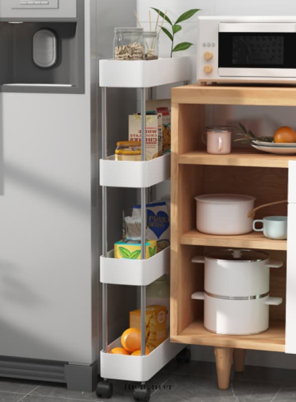 NARROW ROLLING STORAGE CART 4 TIER
