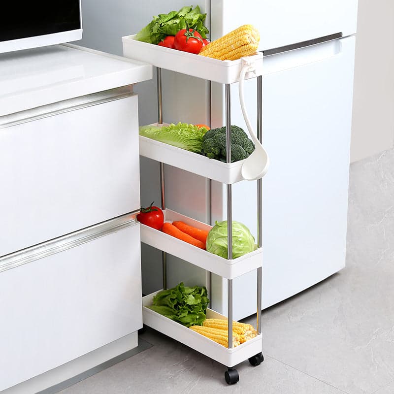 NARROW ROLLING STORAGE CART 4 TIER
