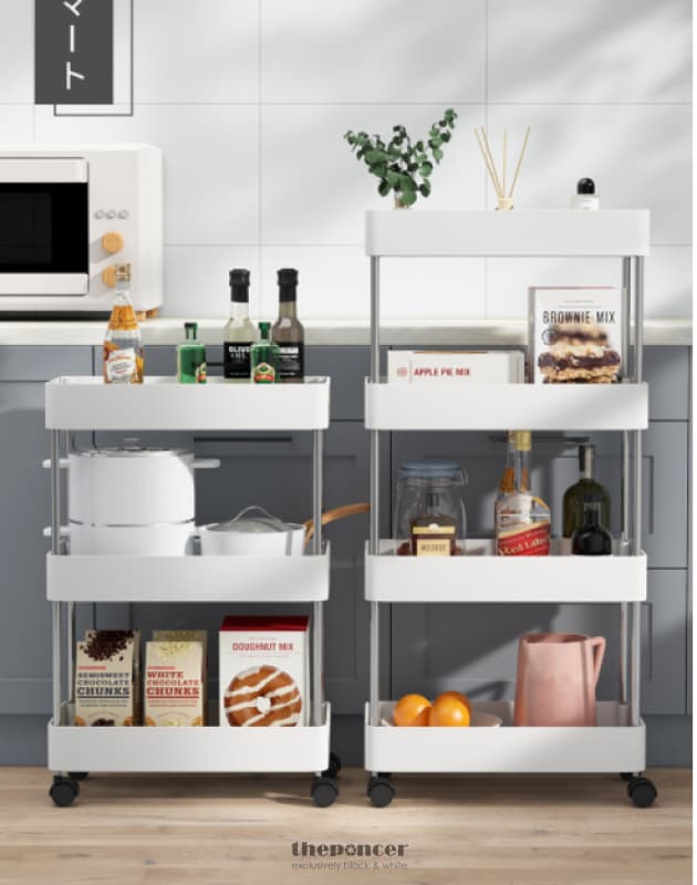 NARROW ROLLING STORAGE CART 4 TIER