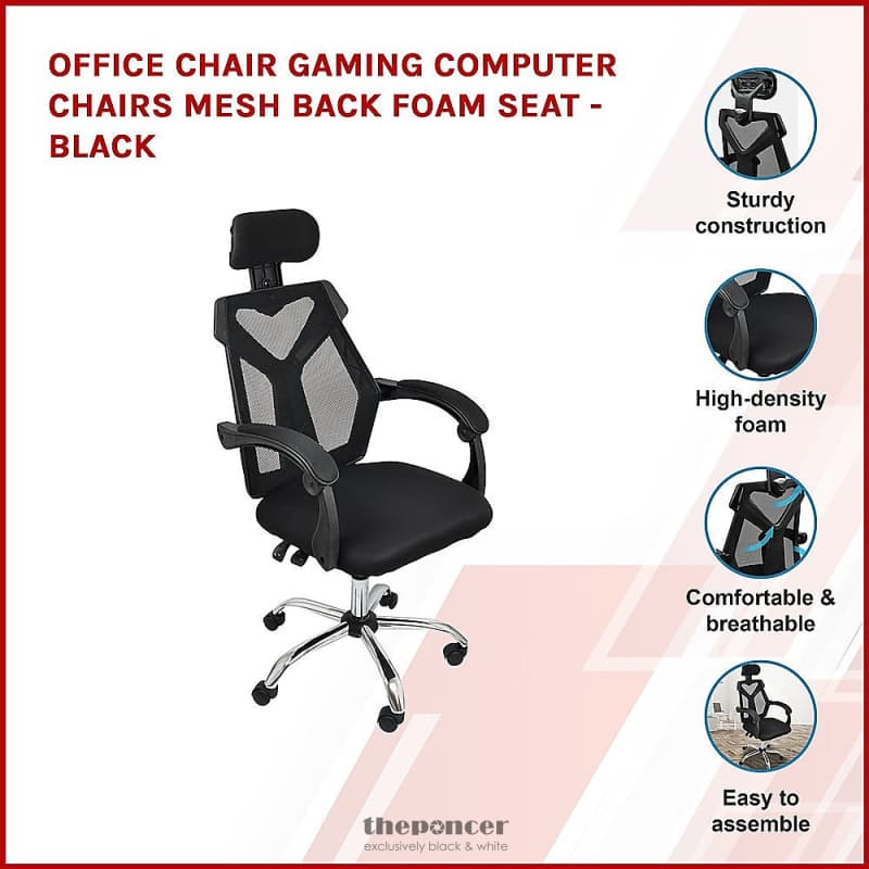 OFFICE CHAIR GAMING COMPUTER CHAIRS MESH BACK FOAM SEAT