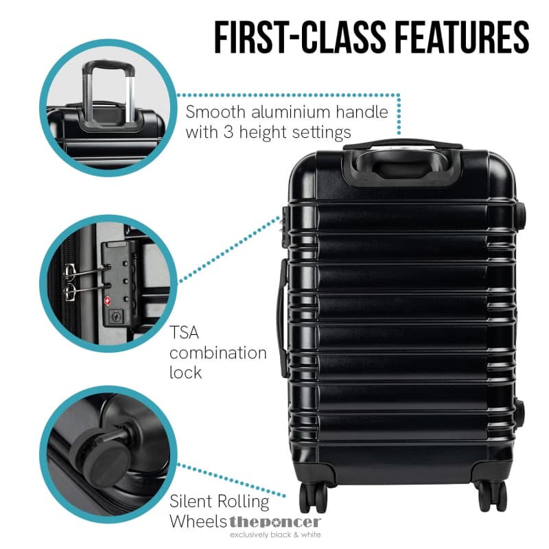 OLYMPUS NOCTIS 3PC LUGGAGE SET HARD SHELL ABS+PC - STYGIAN