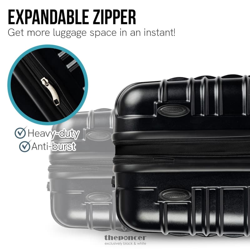 OLYMPUS NOCTIS 3PC LUGGAGE SET HARD SHELL ABS+PC - STYGIAN