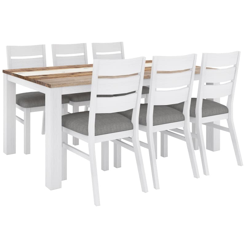 ORVILLE 7PC DINING SET 180CM TABLE 6 CHAIR SOLID ACACIA