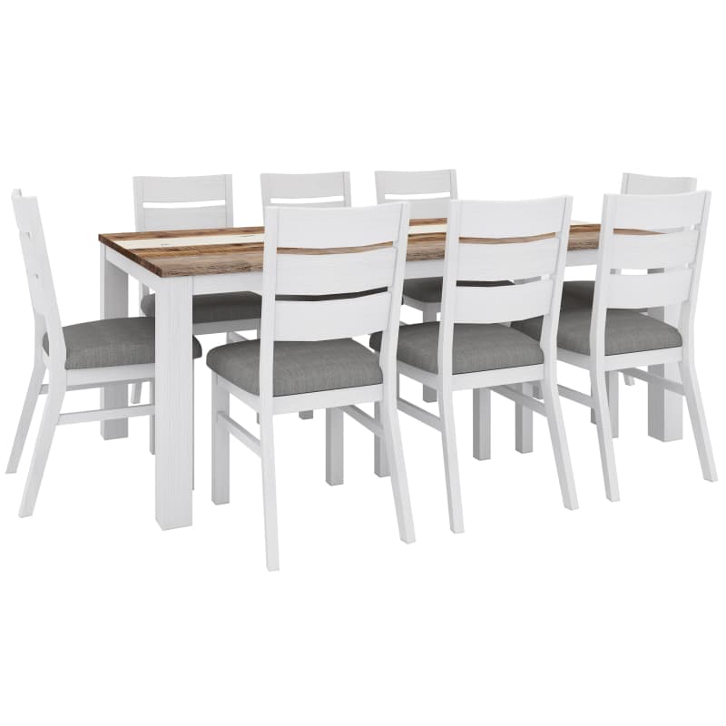 ORVILLE 9PC DINING SET 200CM TABLE 8 CHAIR SOLID ACACIA