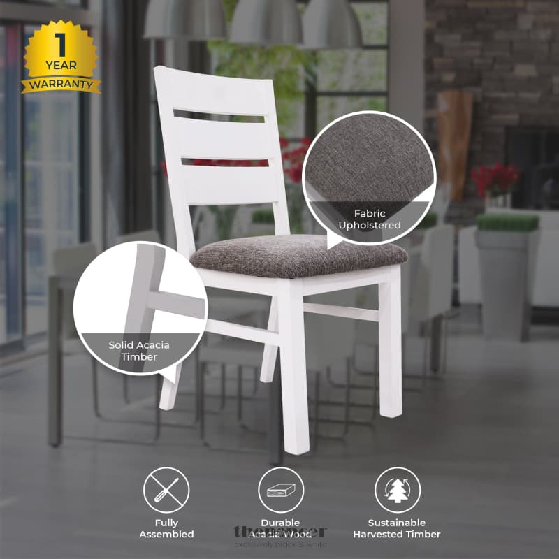ORVILLE DINING CHAIR SET OF 2 SOLID ACACIA WOOD DINING