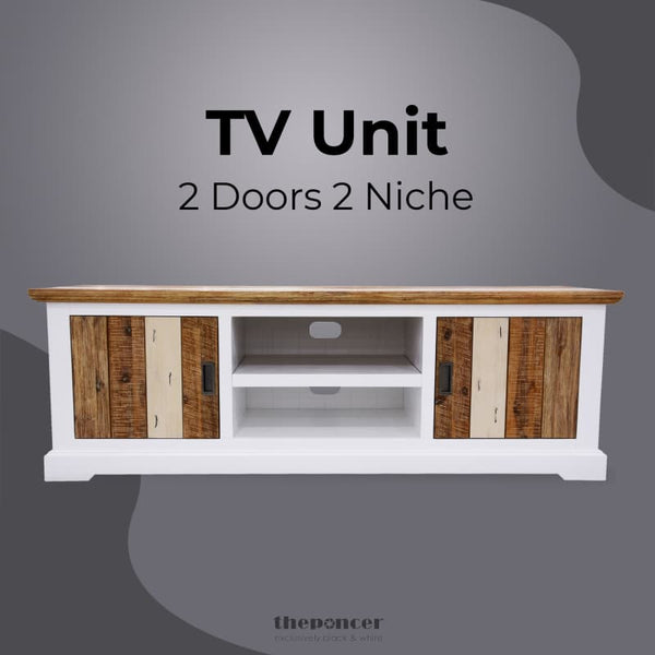 ORVILLE ETU ENTERTAINMENT TV UNIT 180CM 2 DOOR SOLID ACACIA