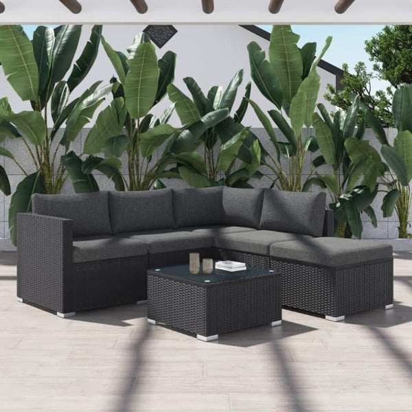 OTTOMAN-STYLE OUTDOOR LOUNGE SET IN BLACK