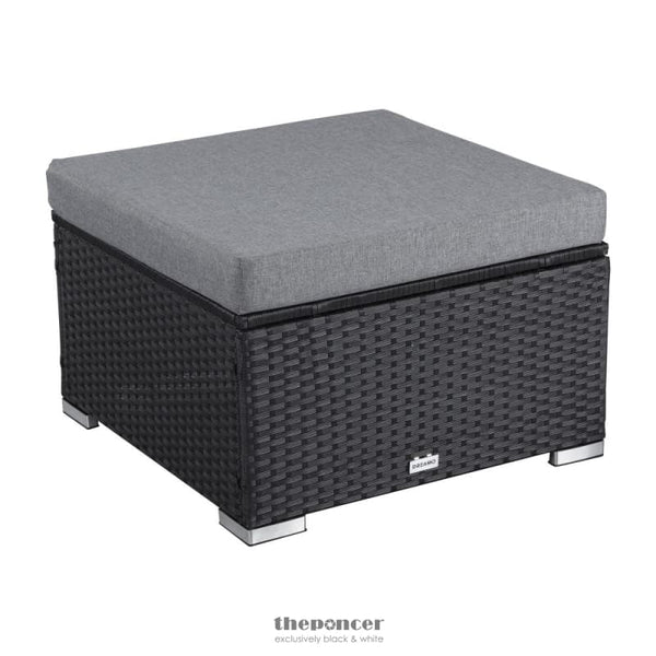 OUTDOOR WICKER OTTOMAN IN BLACK