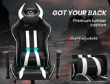 OVERDRIVE DIABLO RECLINING GAMING CHAIR BLACK & WHITE SEAT