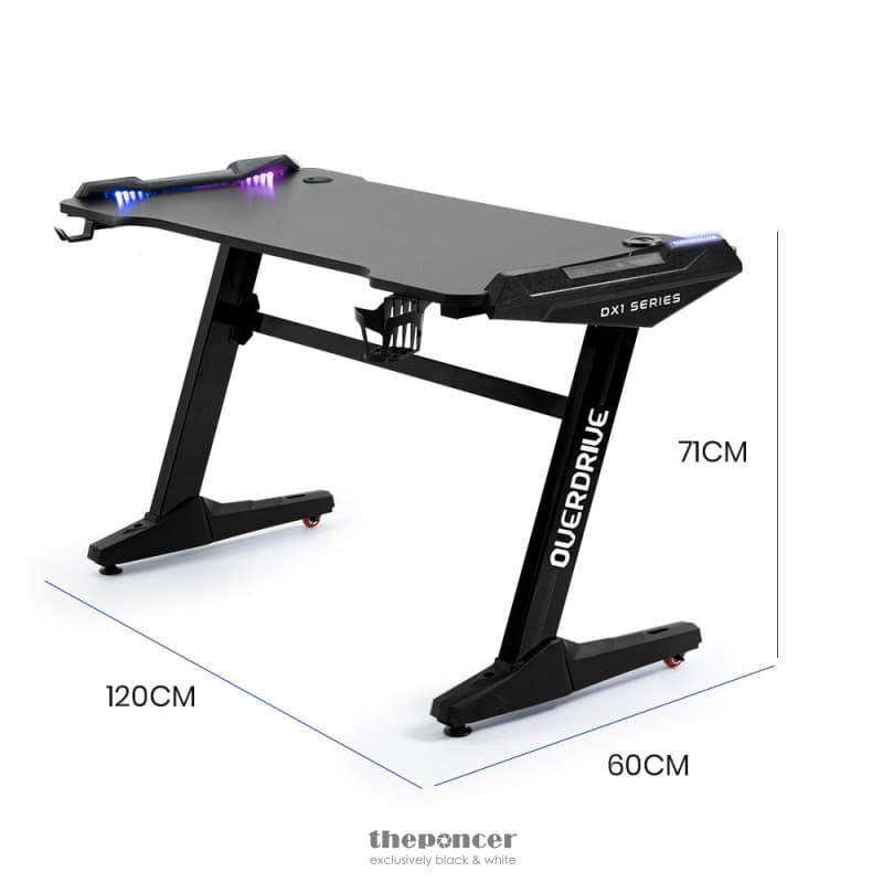 OVERDRIVE GAMING DESK 120X60CM CARBON FIBER STYLING LED