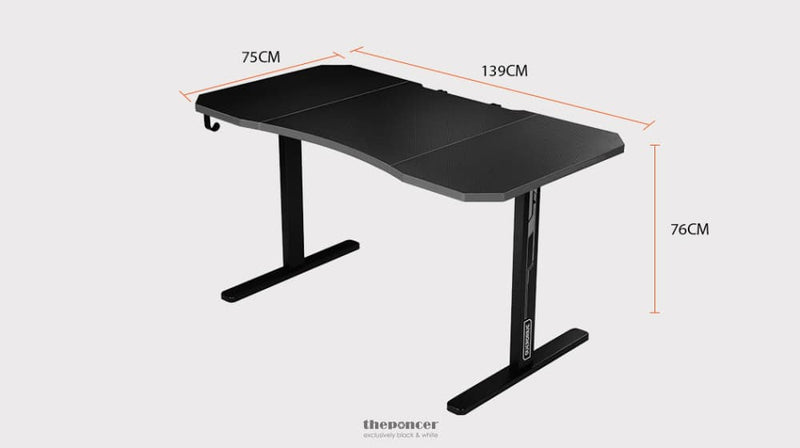 OVERDRIVE GAMING DESK 139CM PC TABLE SETUP COMPUTER CARBON