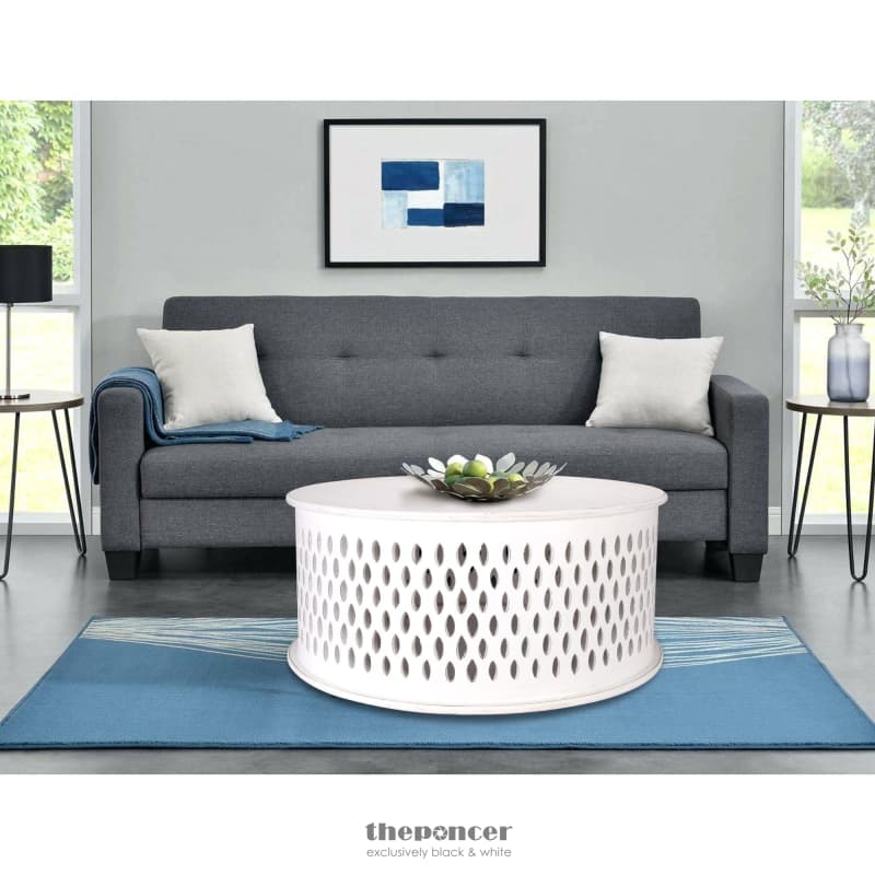 PANSY WOODEN ROUND 80CM COFFEE TABLE - WHITE