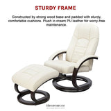 PU LEATHER DELUXE MASSAGE CHAIR RECLINER OTTOMAN LOUNGE