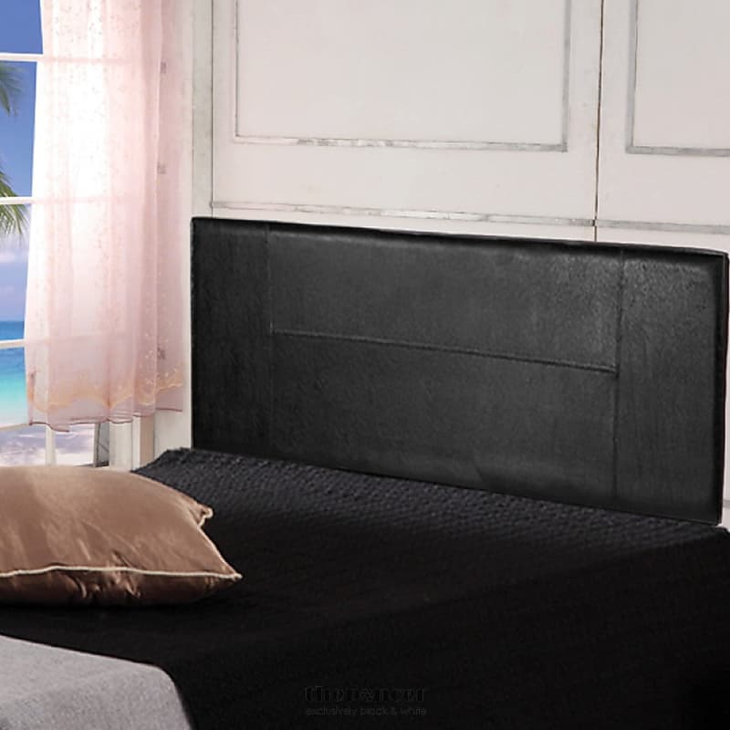 PU LEATHER DOUBLE BED HEADBOARD BEDHEAD - BLACK