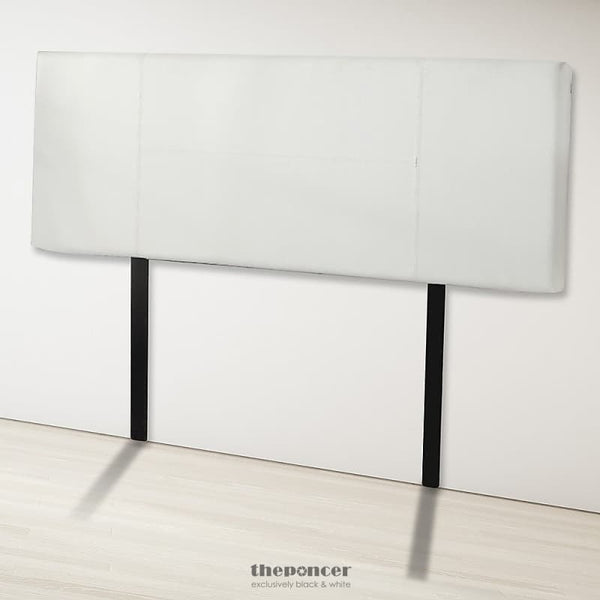 PU LEATHER DOUBLE BED HEADBOARD BEDHEAD - WHITE