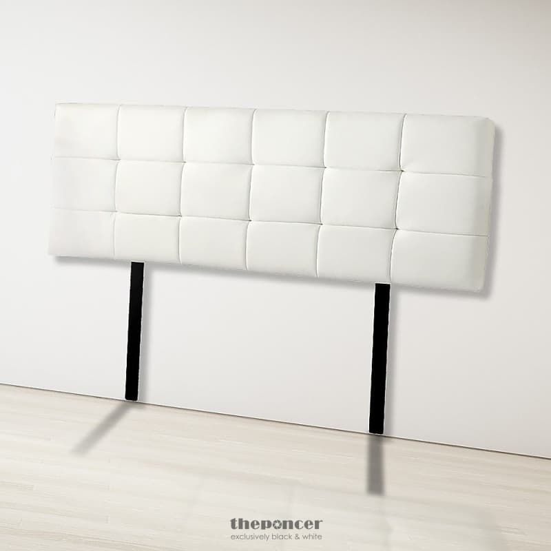 PU LEATHER KING BED DELUXE HEADBOARD BEDHEAD - WHITE