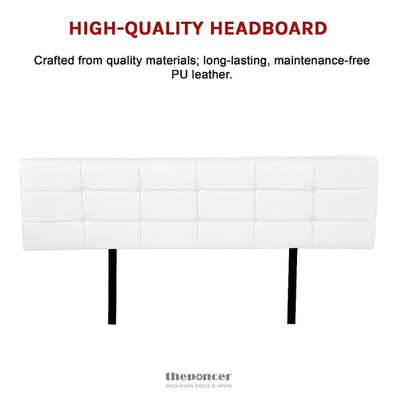 PU LEATHER KING BED DELUXE HEADBOARD BEDHEAD - WHITE