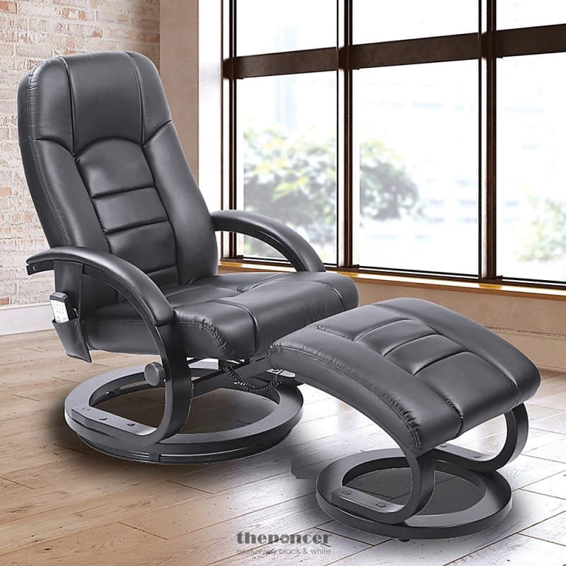 PU LEATHER MASSAGE CHAIR RECLINER OTTOMAN LOUNGE REMOTE