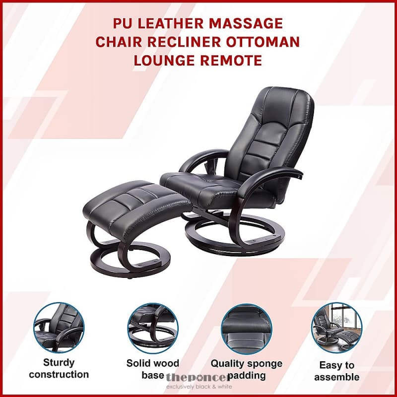 PU LEATHER MASSAGE CHAIR RECLINER OTTOMAN LOUNGE REMOTE