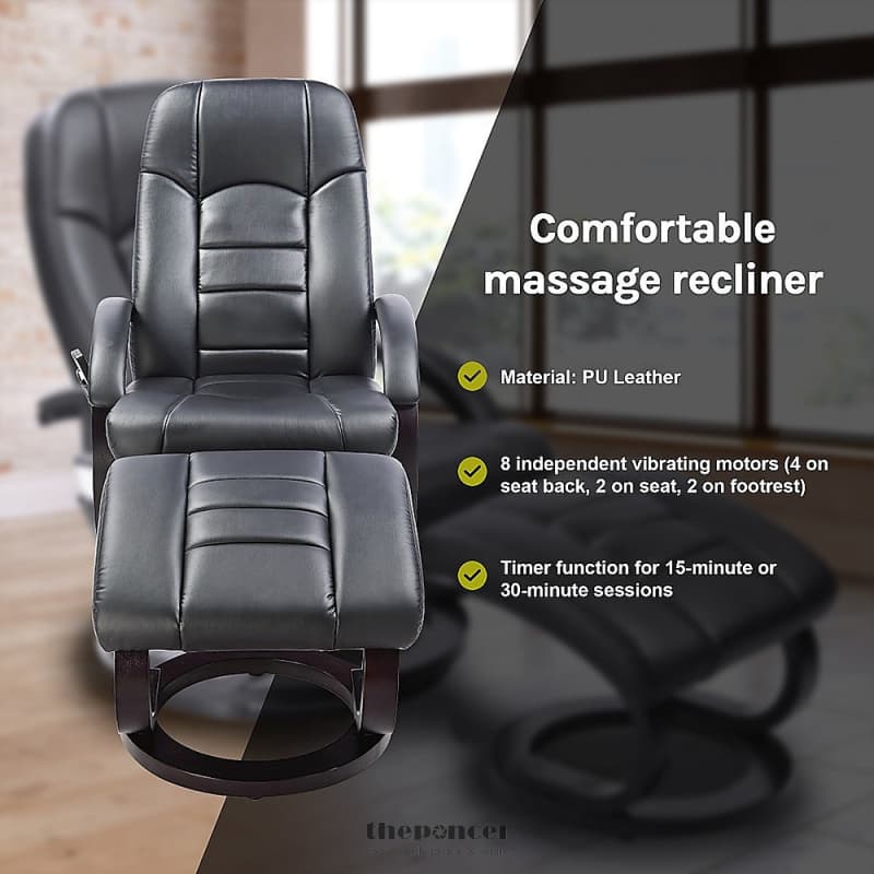 PU LEATHER MASSAGE CHAIR RECLINER OTTOMAN LOUNGE REMOTE