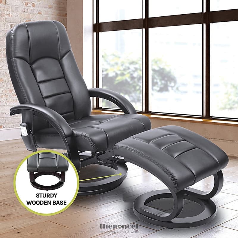 PU LEATHER MASSAGE CHAIR RECLINER OTTOMAN LOUNGE REMOTE