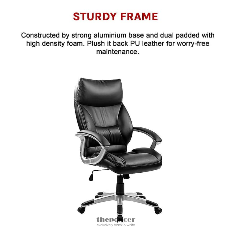 PU LEATHER OFFICE CHAIR EXECUTIVE PADDED BLACK